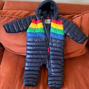 Primary Navy and Rainbow Kids Puffer One Piece